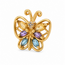 Vintage 14Krt. GG Hanger met Multicolor Stone Zirk. met een Briljant