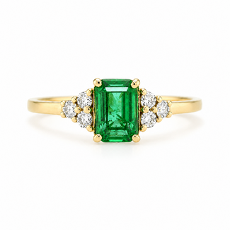 14karaat GG ring smaragd emerald cut 2,4 GR 19