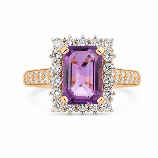 ROS  Jewel Design 18karaat gouden ring gezet met Amethist en Briljanten