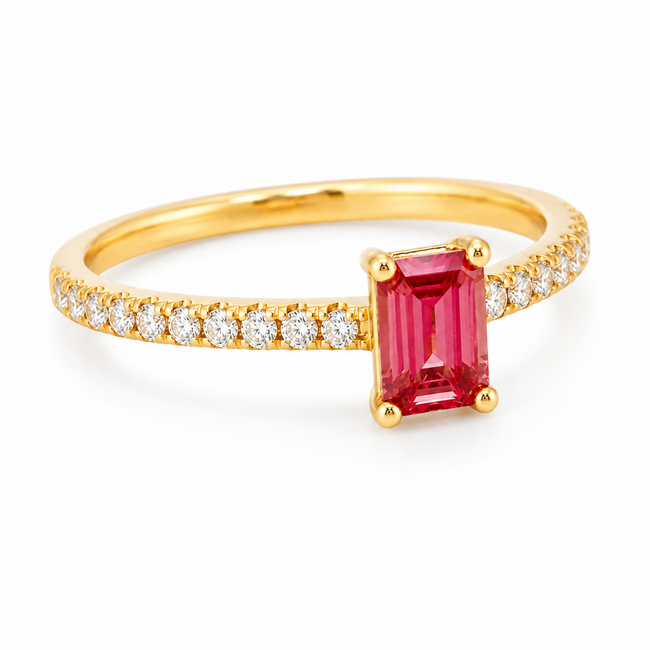ROS  Jewel Design new 18k ring PinkDiam 0.5ct/18xBrilj 2.5gr Pink Love