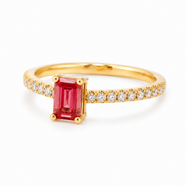ROS  Jewel Design new 18k ring PinkDiam 0.5ct/18xBrilj 2.5gr Pink Love