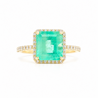 ROS  Jewel Design 14k ring Smaragd/brilj0.60ctmt 17.25 The Green Apple