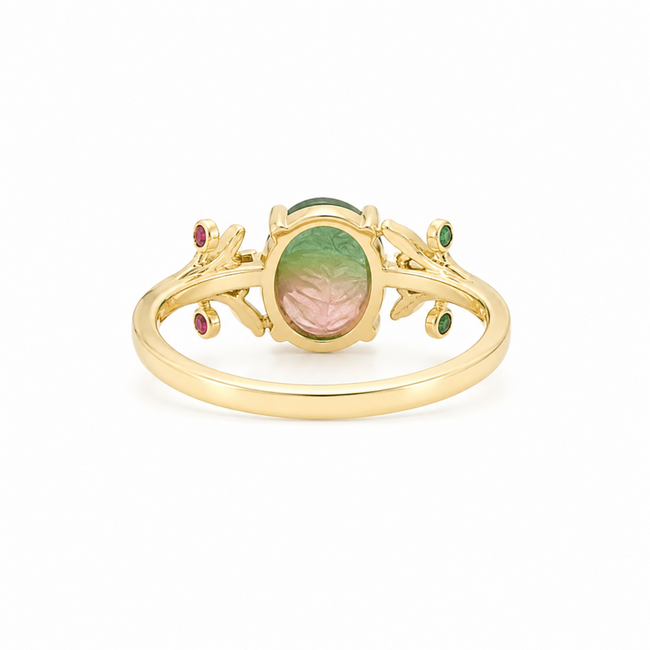 ROS  Jewel Design 14k ring bicotourmalijn rob/sma de Natures Suprice 3.2gr 18.5