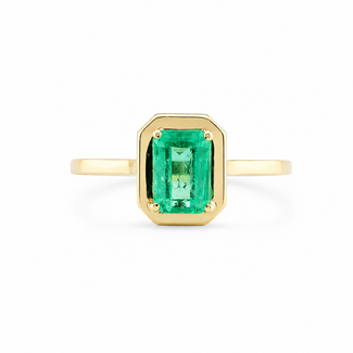 14K . Natuurlijke Smaragd Ring 1.25ct. 2,7Gr. Mt18