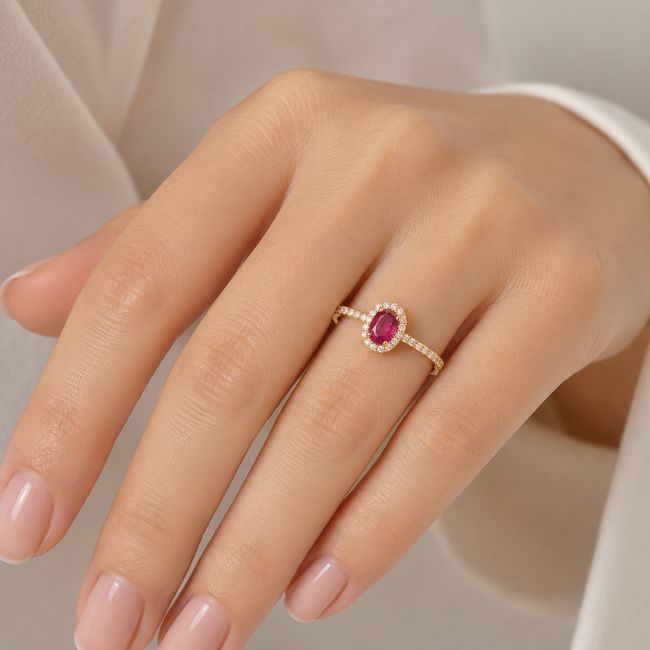 ROS  Jewel Design 18k ring Ruby Delight gezet met Robijn en Briljant