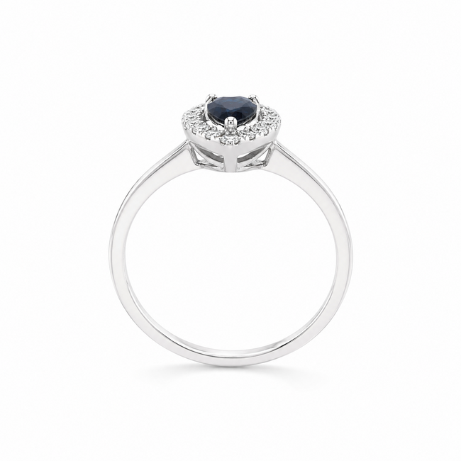 ROS  Jewel Design 18k witgouden ring met echte Saffier en Briljant