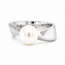 18k  witgouden ring met parel en  briljant