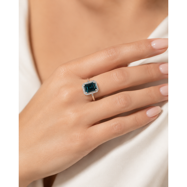 ROS  Jewel Design 18k witgouden ring gezet met Tourmalijn en Briljanten