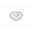 Vintage 18 kt WG ring met hartvormige aqua/Brilj, 11,1 g