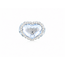 Vintage 18 kt WG ring met hartvormige aqua/Brilj, 11,1 g