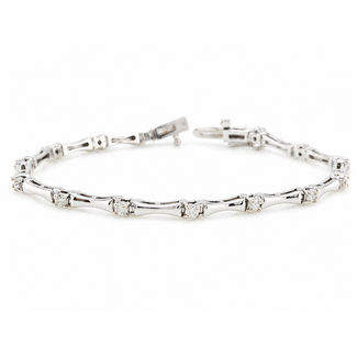 Vintage 14 kt WG armband met 14 brilj.10,7 g