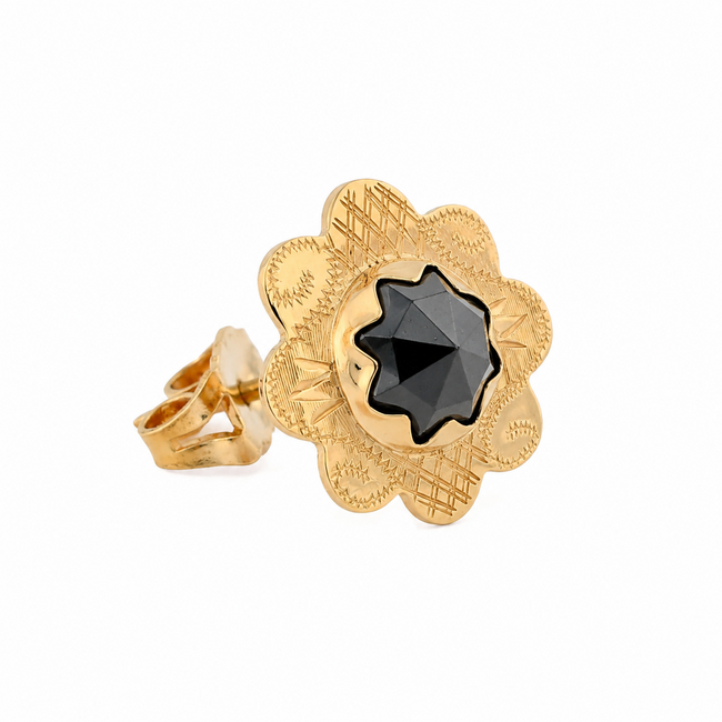 Vintage 18Krt. Geelgouden oorbellen met granaat 2.6 Gram