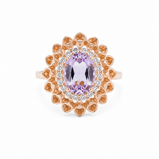14k gouden ring met Amethist en zirkonia