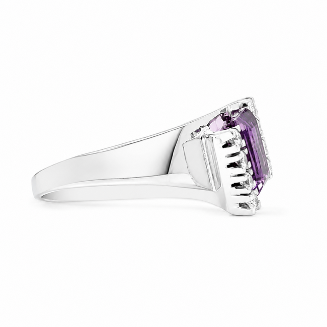 18k witgouden ring met een Amethist en briljanten