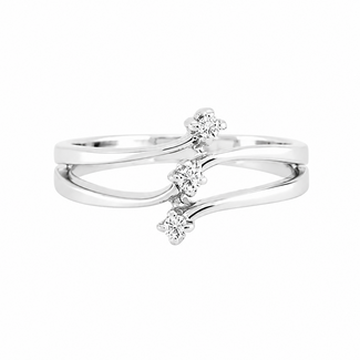Occ witgouden ring 3 brillj 0,07ct mt16,5
