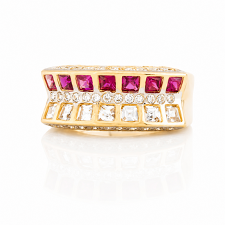 Occ 14k ring Robijn/Zirkonia 6.1gr mt 17.75