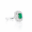 Occasion Vintage 18 karaat wit gouden briljant/ smaragd