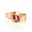 Vintage 14Karaat Ring Robijn/Parel Marquise Gesl. Dia,m17