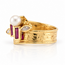 Vintage 14Karaat Ring Robijn/Parel Marquise Gesl. Dia,m17