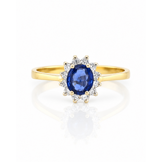 Vintage GG Ring met Saffier/Brilljant. Mt17