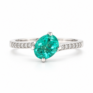 ROS  Jewel Design 14k witgouden ring met een Smaragd en briljanten