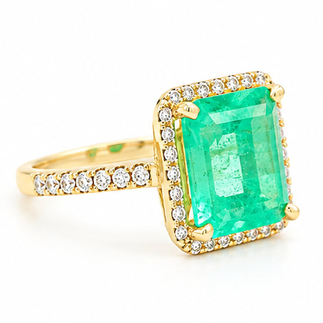 ROS  Jewel Design 14k ring Smaragd/brilj0.60ctmt 17.25 The Green Apple