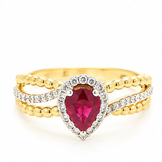ROS  Jewel Design 18 Karaat geel gouden ring robijn/ briljanten