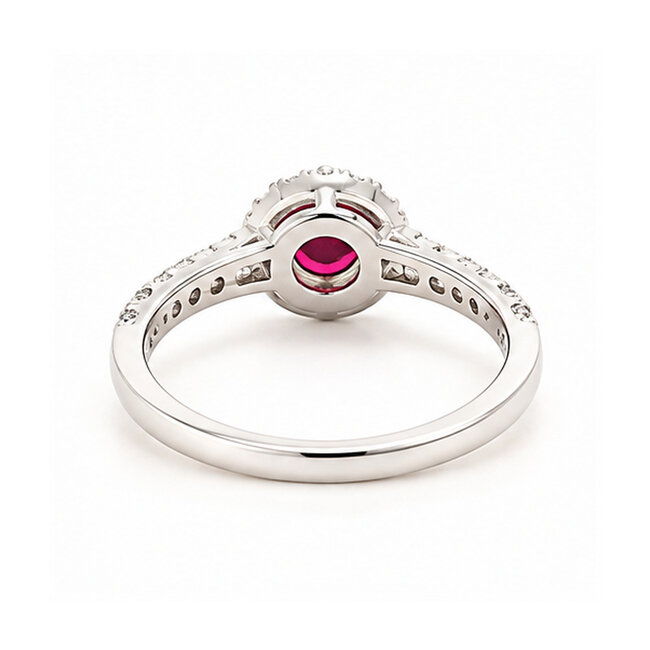 ROS  Jewel Design 18k witgd ring robijn/brilj 0.40c 5.2g