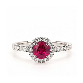 ROS  Jewel Design 18k witgd ring robijn/brilj 0.40c 5.2g