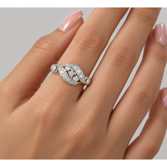 Vintage 14Krt WG ring met Brilj 2.3 gram
