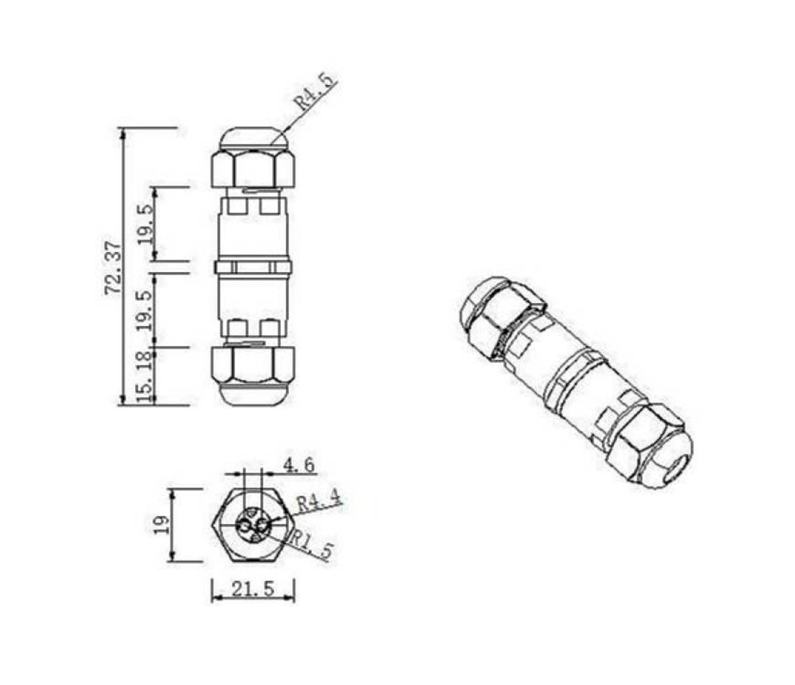 LCB Waterdichte Kabelverbinder LCB IP68 - 3-Polig - 0,5-1mm² - Kabeldiameter 4-8mm - 9A 450V - Zwart - Geschikt voor 2- en 3-Adrige Kabels LCB Waterdichte Kabelverbinder LCB IP68 - 3-Polig - 0,5-1mm² - Kabeldiameter 4-8mm - 9A 450V - Zwart - Geschikt voor 2- en 3-Adrige Kabels