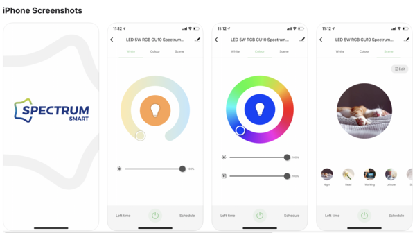 Modee WiFi LED Spot - GU10 4,7W - RGB+CCT alle lichtkleuren - Bediening met de App