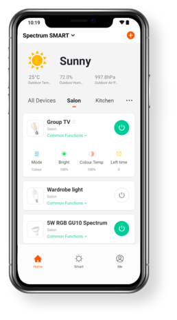 Spectrum Smart WiFi LED Lamp - E27 9W - RGB+CCT alle lichtkleuren - Bediening met de App Spectrum Smart WiFi LED Lamp - E27 9W - RGB+CCT alle lichtkleuren - Bediening met de App