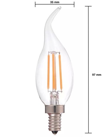 LCB LED Filament lamp dimbaar - E14 C37 - 5W vervangt 40W -  2700K warm wit licht LCB LED Filament lamp dimbaar - E14 C37 - 5W vervangt 40W -  2700K warm wit licht