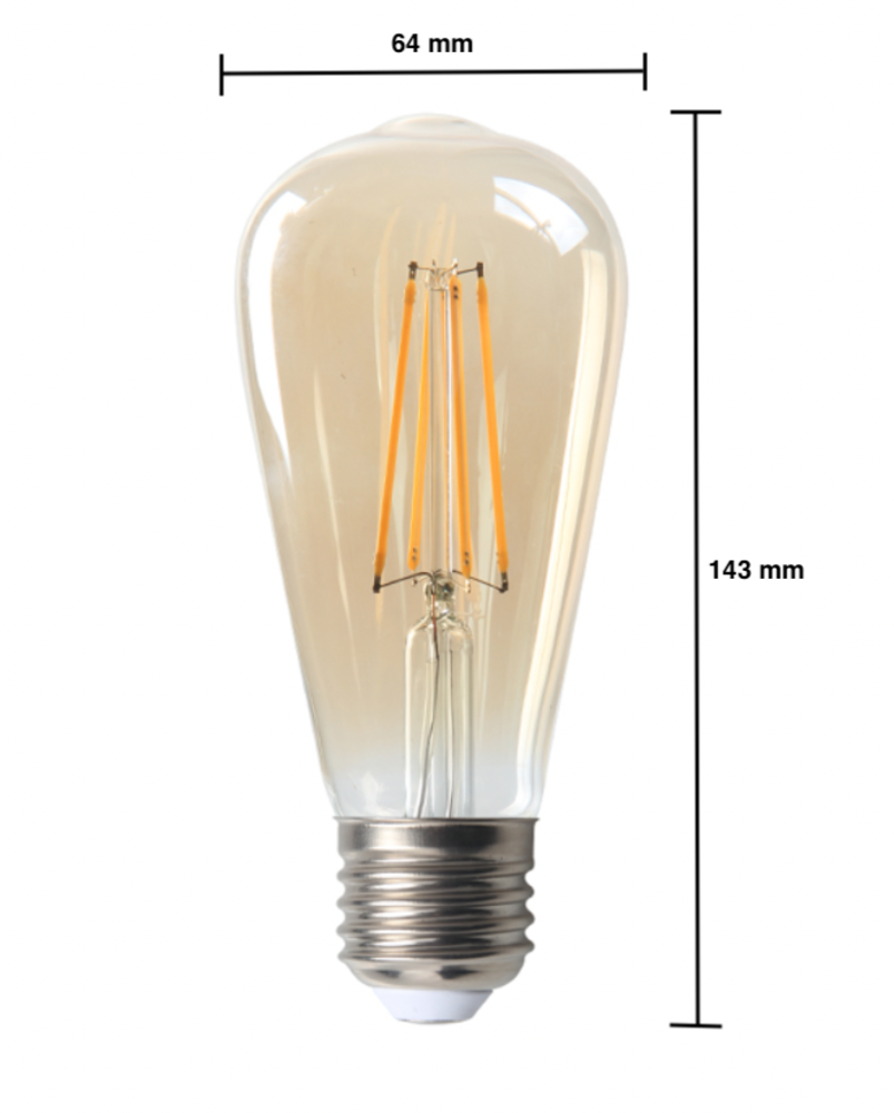 klein Effectiviteit strategie LED Filament lamp dimbaar - E27 ST64 - 6W - 2200K - Tall -  Ledlichtdiscounter.nl