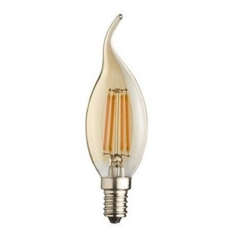LCB LED Filament Kaarslamp LCB E14 C37 4W 340lm 2200K Extra Warm Wit | Amber Glas | Dimbaar