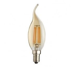 LCB LED Filament Kaarslamp LCB E14 C37 4W 340lm 2200K Extra Warm Wit | Amber Glas | Dimbaar