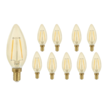 Spectrum Voordeelpak 10 stuks - LED filament lamp - E14 fitting C35 - 2W vervangt 25W - 2400K extra warm wit licht