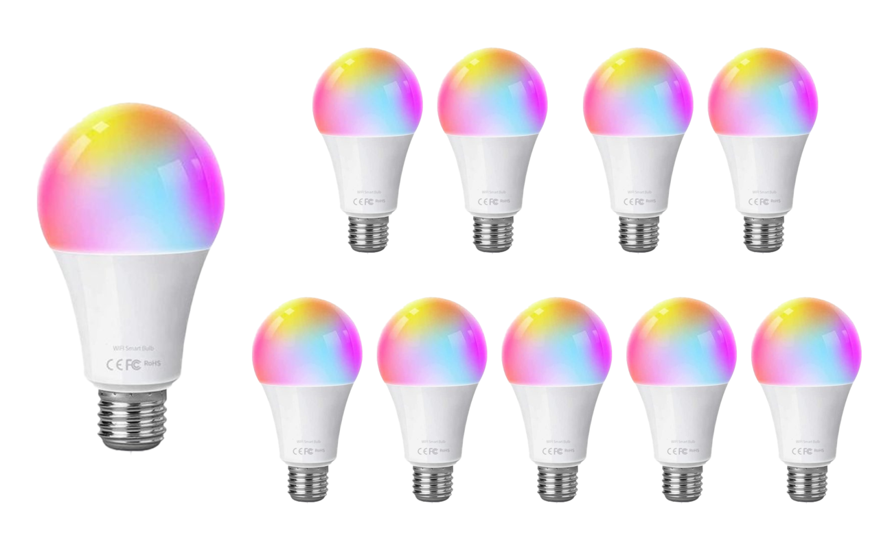Spectrum Voordeelpak 10 stuks - E27 WiFi LED Lamp - 9W vervangt 85W - RGB+CCT alle lichtkleuren - Bediening met de App Spectrum Voordeelpak 10 stuks - E27 WiFi LED Lamp - 9W vervangt 85W - RGB+CCT alle lichtkleuren - Bediening met de App