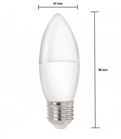 Spectrum Voordeelpak 10 stuks - E27 LED kaarslampen - Type C37 4W vervangt 30W - 3000K warm wit licht Spectrum Voordeelpak 10 stuks - E27 LED kaarslampen - Type C37 4W vervangt 30W - 3000K warm wit licht