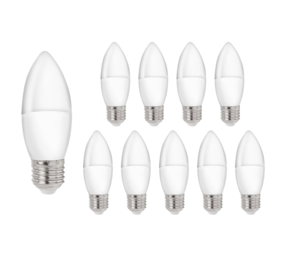 Spectrum Voordeelpak 10 stuks - E27 LED kaarslampen - Type C37 4W vervangt 30W - 3000K warm wit licht Spectrum Voordeelpak 10 stuks - E27 LED kaarslampen - Type C37 4W vervangt 30W - 3000K warm wit licht