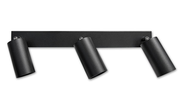 LCB LED plafondspot mat zwart - 3 verstelbare spots - GU10 aansluiting - Aluminium