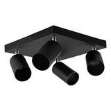 LCB LED plafondspot mat zwart - 4 verstelbare spots - GU10 aansluiting