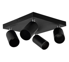 LCB LED plafondspot mat zwart - 4 verstelbare spots - GU10 aansluiting LCB LED plafondspot mat zwart - 4 verstelbare spots - GU10 aansluiting