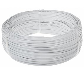 Aigostar Aansluitsnoer - 100m - 2x 1mm2 met witte mantel plat - H05VVH2-F