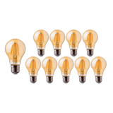 LCB Voordeelpak 10 stuks LED Filament lamp dimbaar - E27 A60 - 5W vervangt 50W - 2200K extra warm wit licht - 2 jaar garantie