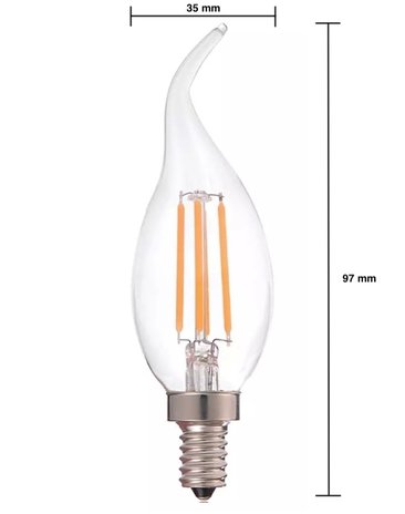 Temerity Dwingend Klimatologische bergen Voordeelpak 10 stuks - Dimbare led lamp vlam - Filament - E14 fitting C37 -  5W vervangt 45W - 2700K - Ledlichtdiscounter.nl