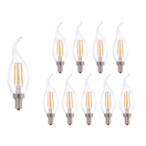 Voordeelpak 10 stuks - Dimbare led lamp vlam - Filament - E14 fitting C37 - 5W vervangt 40W - 2700K warm wit licht Voordeelpak 10 stuks - Dimbare led lamp vlam - Filament - E14 fitting C37 - 5W vervangt 40W - 2700K warm wit licht
