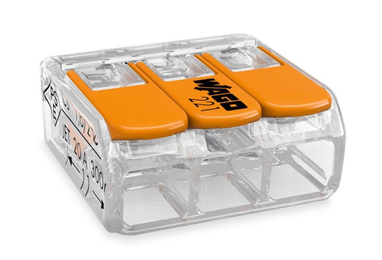 WAGO Verbindingsklem 3-voudig 4mm² 221-413 - 2 stuks WAGO Verbindingsklem 3-voudig 4mm² 221-413 - 2 stuks