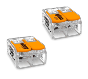 WAGO WAGO Verbindingsklem 221-413 - 3-voudig - 0,14-4mm² - 32A - 450V - Transparant met Oranje Hendels - 2 Stuks
